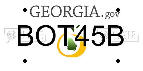 BOT45B Georgia License Plate