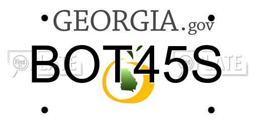 BOT45S Georgia License Plate