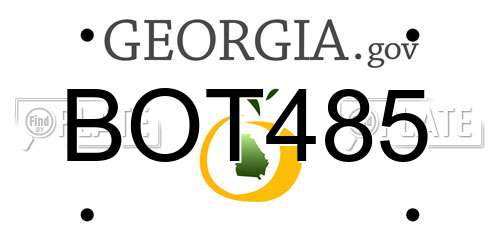 BOT485 Georgia License Plate