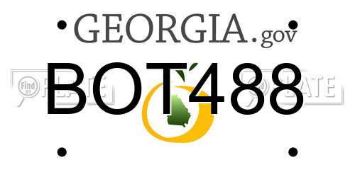 BOT488 Georgia License Plate