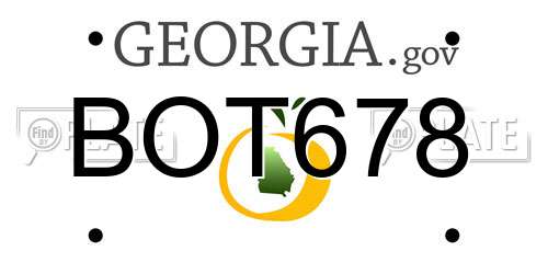 BOT678 Georgia License Plate