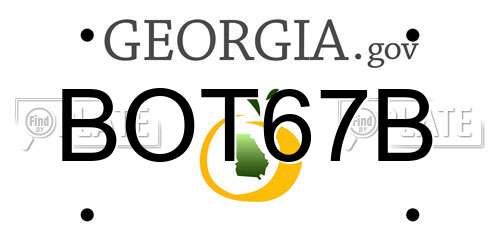 BOT67B Georgia License Plate