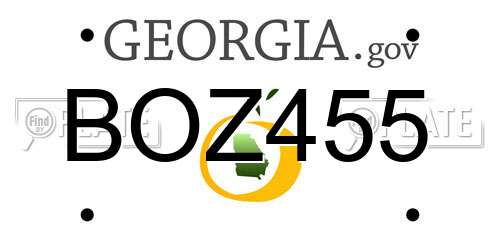 BOZ455 Georgia License Plate