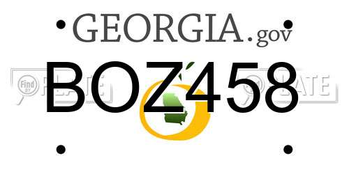 BOZ458 Georgia License Plate