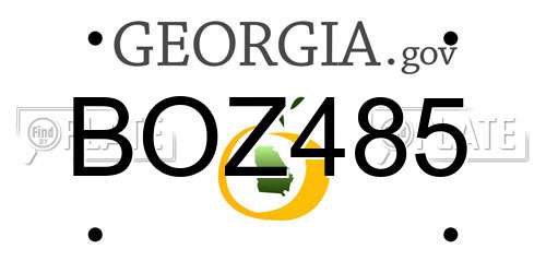 BOZ485 Georgia License Plate