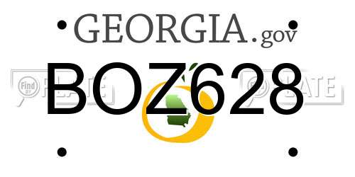BOZ628 Georgia License Plate