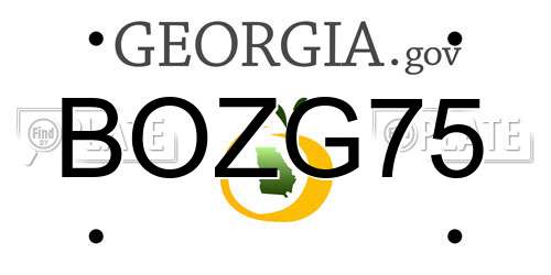BOZG75 Georgia License Plate