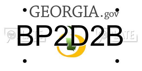 BP2D2B Georgia License Plate
