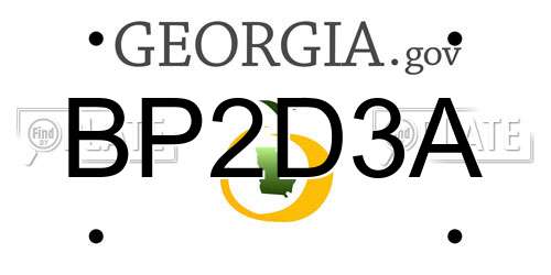 BP2D3A Georgia License Plate