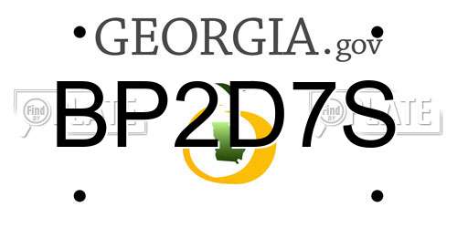 BP2D7S Georgia License Plate