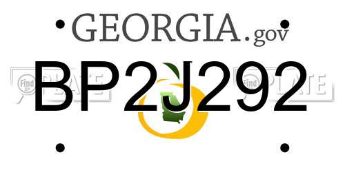 BP2J292 Georgia License Plate