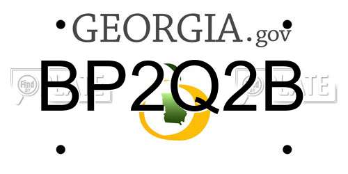 BP2Q2B Georgia License Plate
