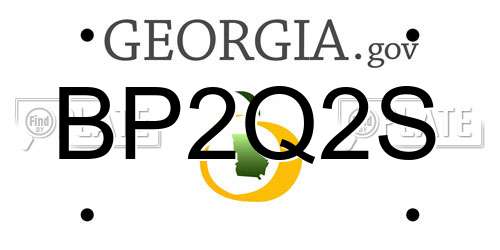 BP2Q2S Georgia License Plate