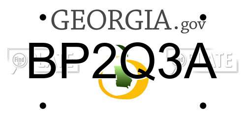 BP2Q3A Georgia License Plate