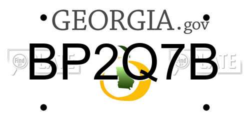 BP2Q7B Georgia License Plate