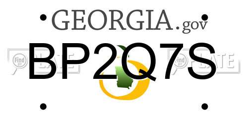 BP2Q7S Georgia License Plate
