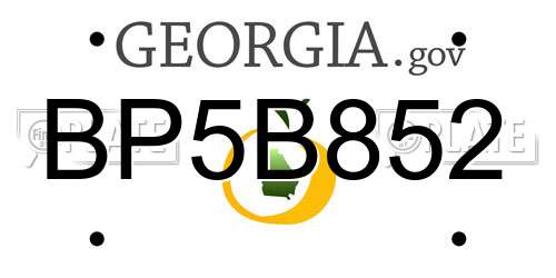 BP5B852 Georgia License Plate