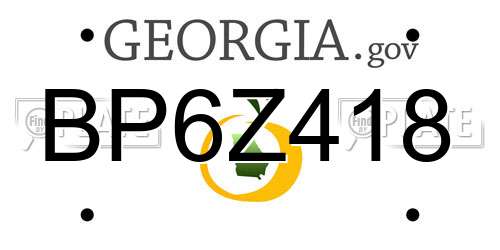 BP6Z418 Georgia License Plate