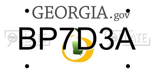 BP7D3A Georgia License Plate