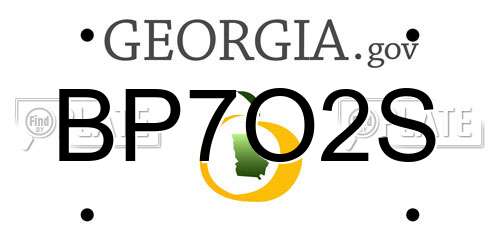 BP7O2S Georgia License Plate