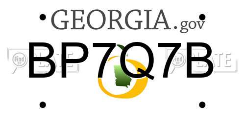 BP7Q7B Georgia License Plate