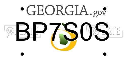 BP7S0S Georgia License Plate