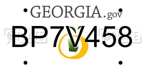BP7V458 Georgia License Plate