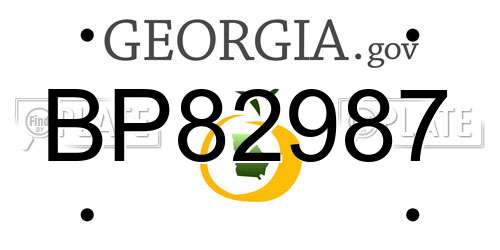 BP82987 Georgia License Plate