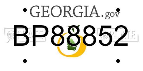 BP88852 Georgia License Plate