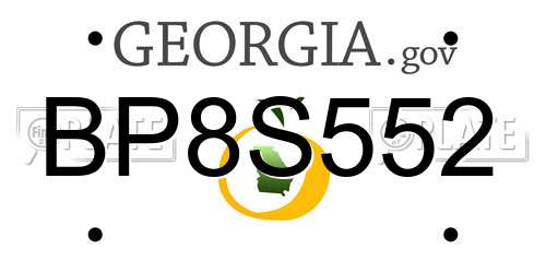BP8S552 Georgia License Plate