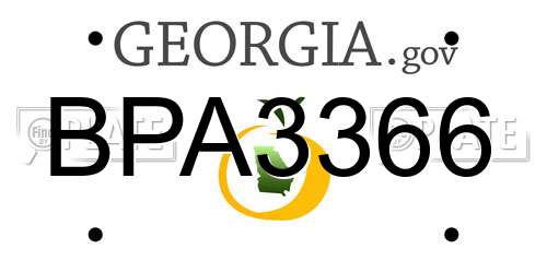 BPA3366 Georgia License Plate