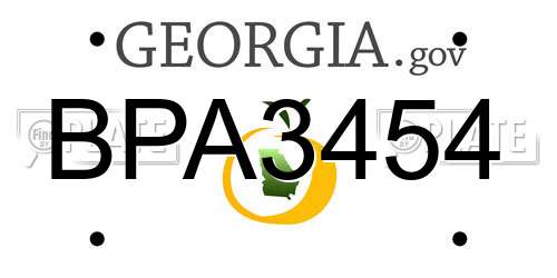 BPA3454 Georgia License Plate