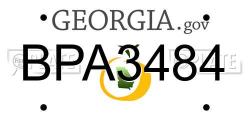 BPA3484 Georgia License Plate