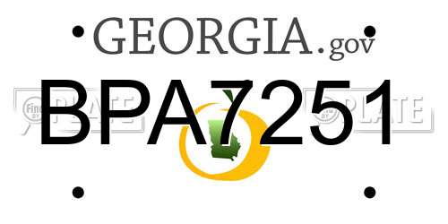BPA7251 Georgia License Plate