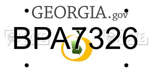 BPA7326 Georgia License Plate