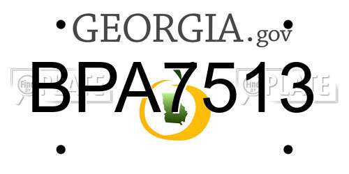 BPA7513 Georgia License Plate