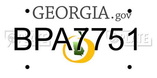 BPA7751 Georgia License Plate