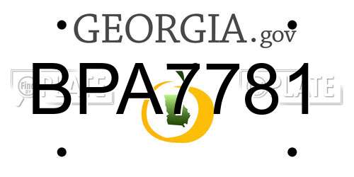 BPA7781 Georgia License Plate