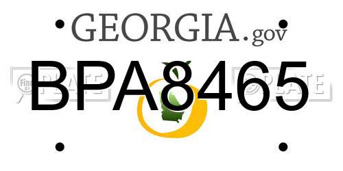 BPA8465 Georgia License Plate