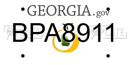 BPA8911 Georgia License Plate