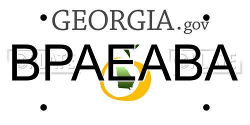 BPAEABA Georgia License Plate