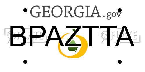 BPAZTTA Georgia License Plate