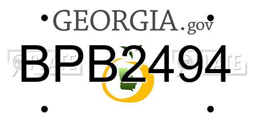 BPB2494 Georgia License Plate
