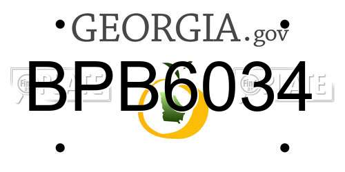 BPB6034 Georgia License Plate