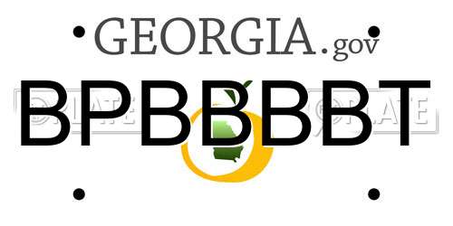 BPBBBBT Georgia License Plate