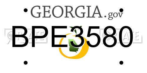 BPE3580 Georgia License Plate