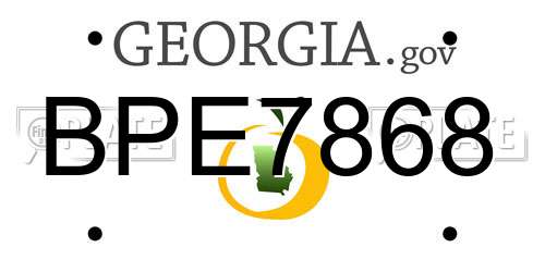 BPE7868 Georgia License Plate