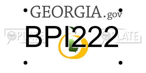 BPI222 Georgia License Plate