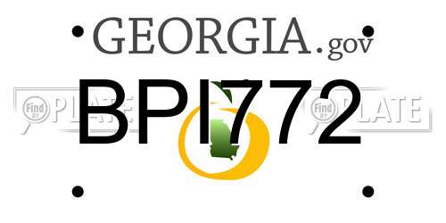 BPI772 Georgia License Plate