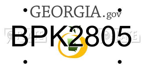 BPK2805 Georgia License Plate